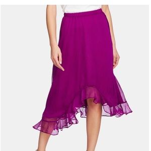 NWOT VINCE CAMUTO Womens Purple Below The Knee Ruffled Skirt